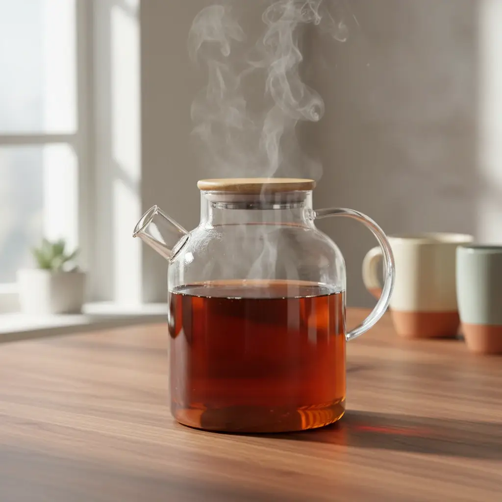 قوری پیرکس ساده با درب بامبو